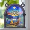 Bright Moon And Happy Me - Family Personalized Window Hanging Suncatcher - Gift For Yourself, Best Friends, Siblings, Family Members