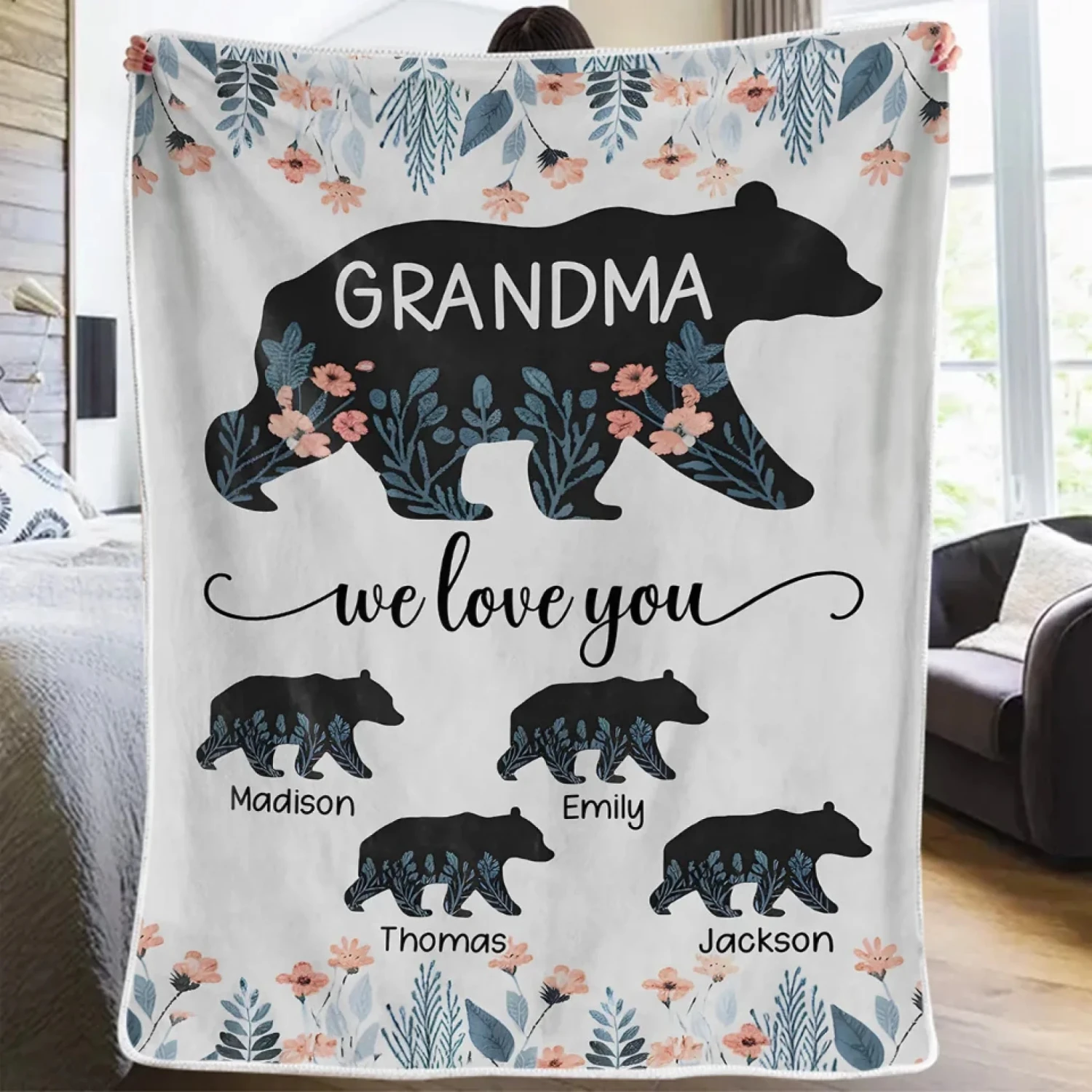 Grandkids Make Life Grand - Family Personalized Custom Blanket - Gift For Mom, Grandma 3 Grandkids Make Life Grand - Family Personalized Custom Blanket - Gift For Mom, Grandma - Image 3
