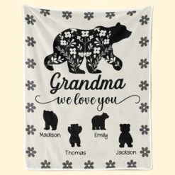 Grandma Fill Our Hearts With Love - Family Personalized Custom Blanket - Gift For Mom, Grandma