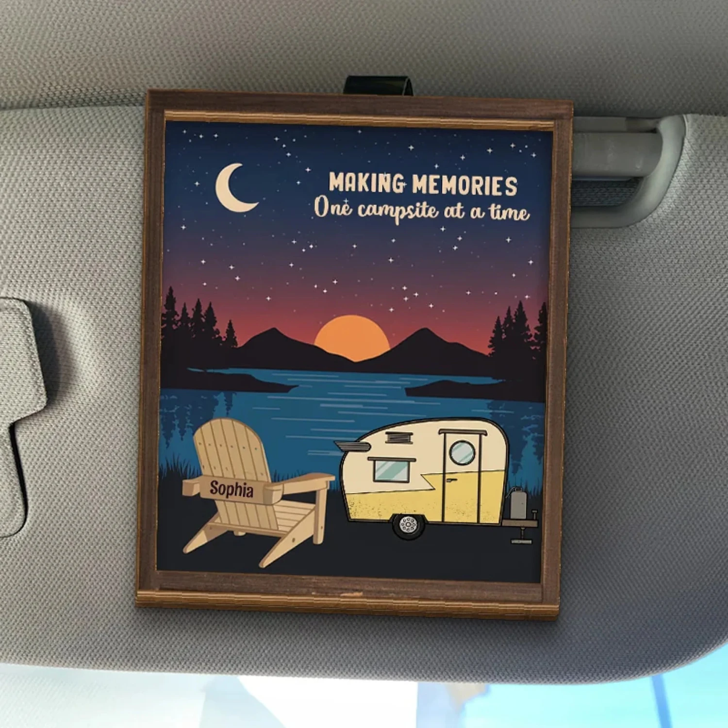 Adventure Awaits In Every Sunrise - Family Personalized Custom Car Visor Clip - Gift For Yourself, Best Friends, Siblings, Family Members 1 Adventure Awaits In Every Sunrise - Family Personalized Custom Car Visor Clip - Gift For Yourself, Best Friends, Siblings, Family Members