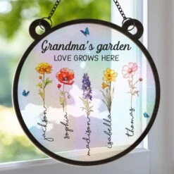 Seeds Of Love, Roots Of Joy - Family Personalized Window Hanging Suncatcher - Gift For Mom, Grandma