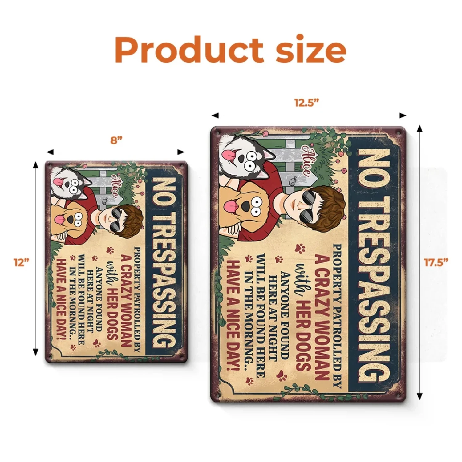 Patrolled By Dogs, Protected By Their Crazy Owner - Dog Personalized Custom Home Decor Metal Sign - House Warming Gift For Pet Owners, Pet Lovers 5 Patrolled By Dogs, Protected By Their Crazy Owner - Dog Personalized Custom Home Decor Metal Sign - House Warming Gift For Pet Owners, Pet Lovers - Image 5