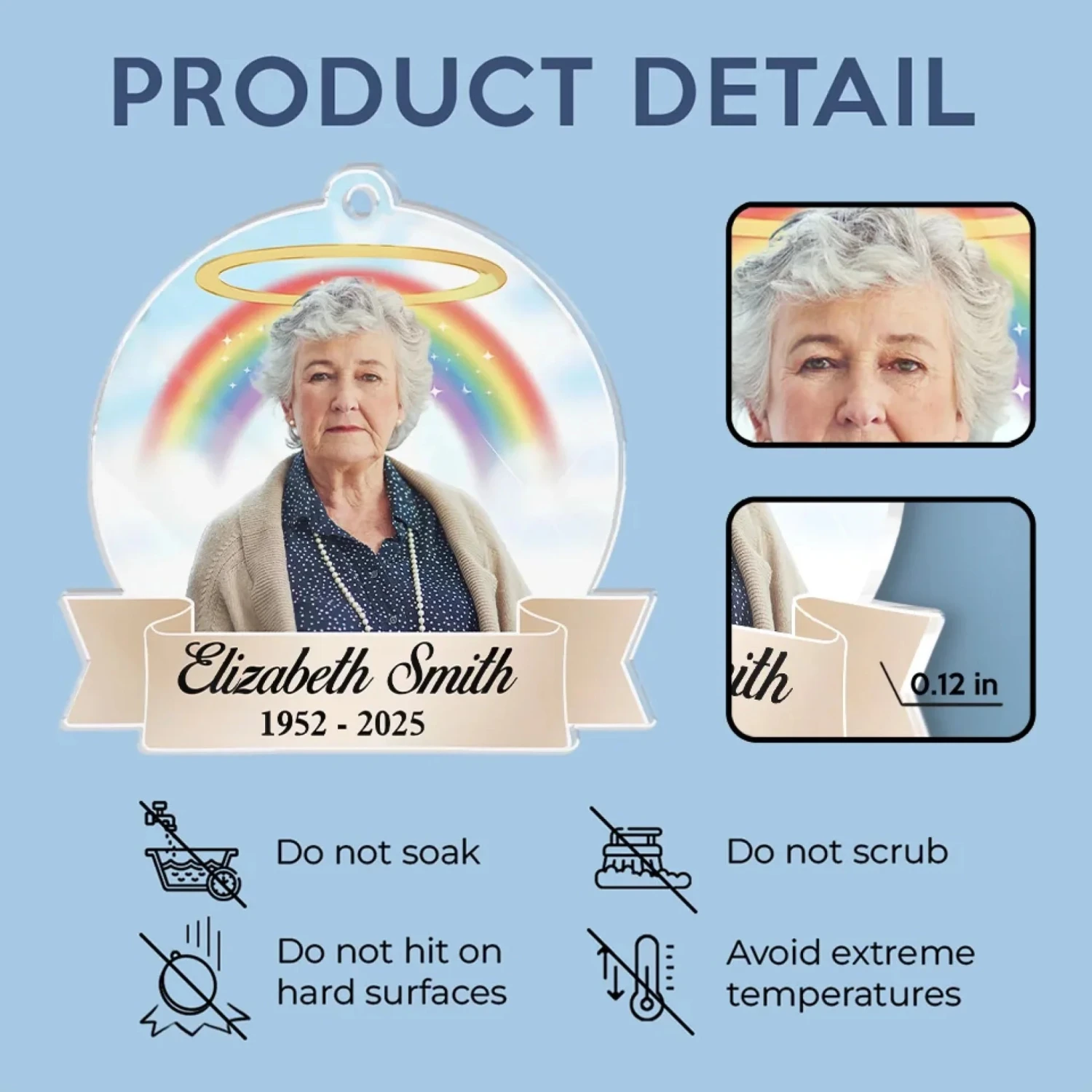 Custom Photo Holding You Close In Our Prayers - Memorial Personalized Custom Car Ornament - Acrylic Custom Shaped - Sympathy Gift For Family Members 5 Custom Photo Holding You Close In Our Prayers - Memorial Personalized Custom Car Ornament - Acrylic Custom Shaped - Sympathy Gift For Family Members - Image 5