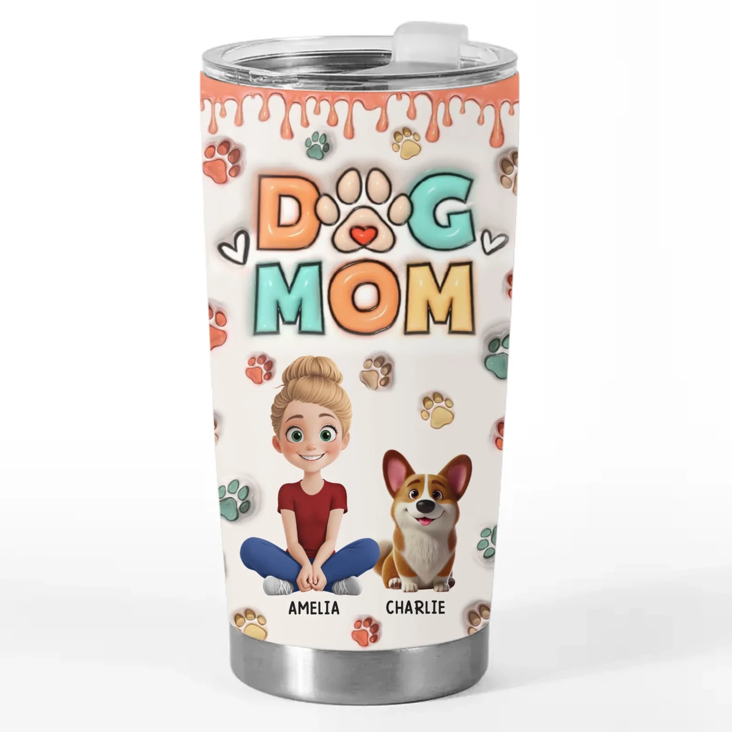 Proud Fur Mom, Love Eternal - Dog & Cat Personalized Custom 3D Inflated Effect Printed Tumbler - Gift For Pet Owners, Pet Lovers 2 Proud Fur Mom, Love Eternal - Dog & Cat Personalized Custom 3D Inflated Effect Printed Tumbler - Gift For Pet Owners, Pet Lovers - Image 2