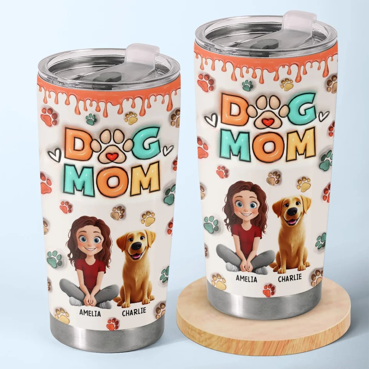 Proud Fur Mom, Love Eternal - Dog & Cat Personalized Custom 3D Inflated Effect Printed Tumbler - Gift For Pet Owners, Pet Lovers 1 Proud Fur Mom, Love Eternal - Dog & Cat Personalized Custom 3D Inflated Effect Printed Tumbler - Gift For Pet Owners, Pet Lovers