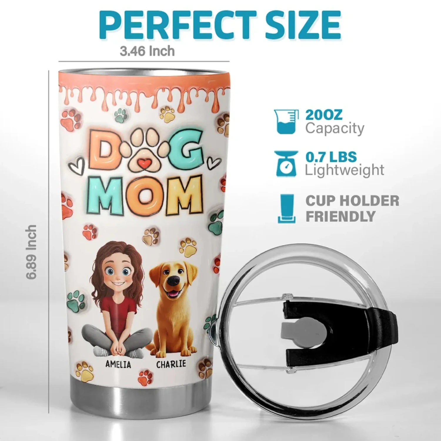 Proud Fur Mom, Love Eternal - Dog & Cat Personalized Custom 3D Inflated Effect Printed Tumbler - Gift For Pet Owners, Pet Lovers 3 Proud Fur Mom, Love Eternal - Dog & Cat Personalized Custom 3D Inflated Effect Printed Tumbler - Gift For Pet Owners, Pet Lovers - Image 3