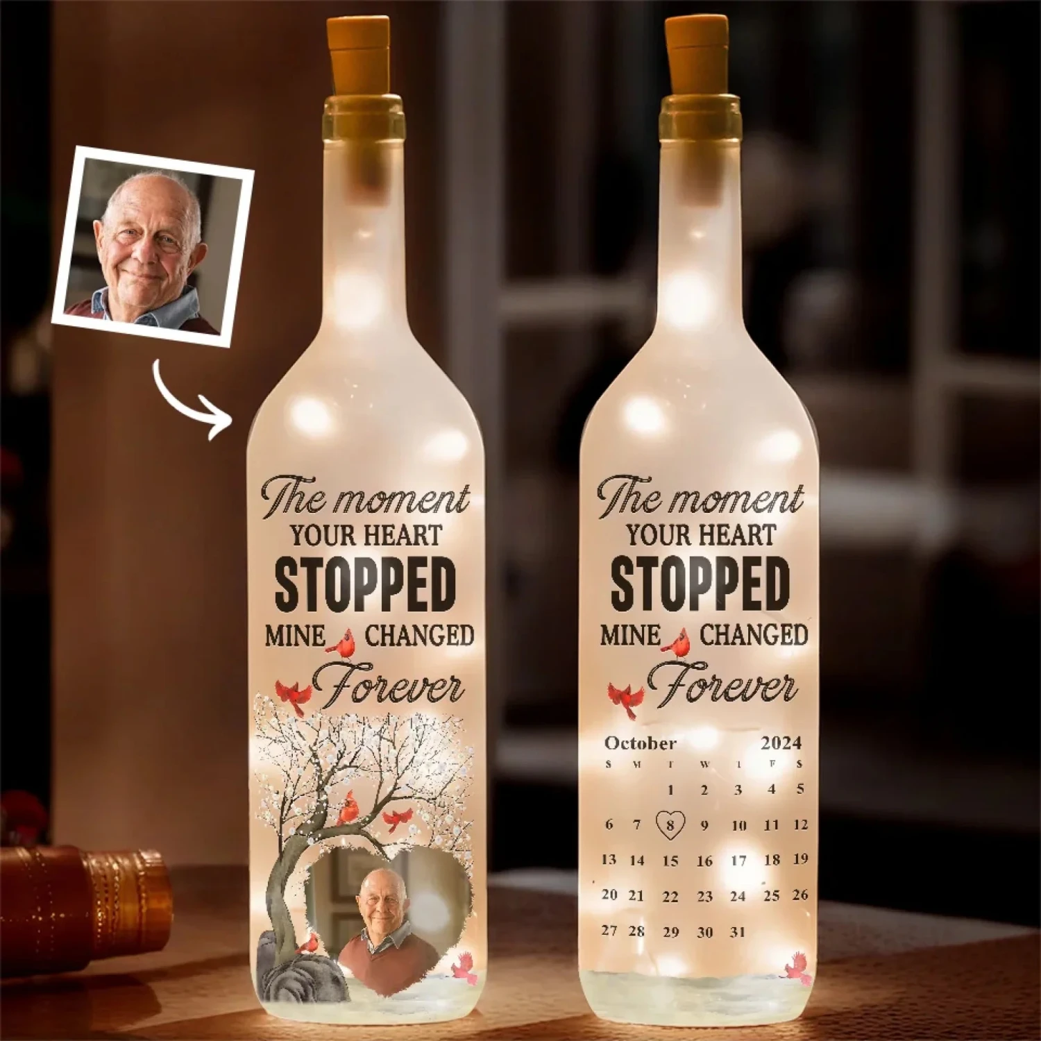 Custom Photo Though You’re Gone, Your Love Remains - Memorial Personalized Custom Bottle Lamp - Sympathy Gift For Family Members 1 Custom Photo Though You’re Gone, Your Love Remains - Memorial Personalized Custom Bottle Lamp - Sympathy Gift For Family Members