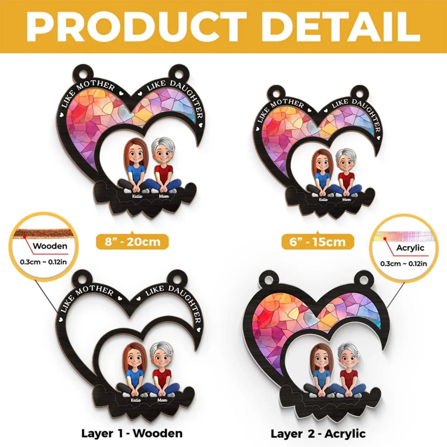 Like Mother Like Children - Family Personalized Window Hanging Suncatcher Ornament - Gift For Mom 5 Like Mother Like Children - Family Personalized Window Hanging Suncatcher Ornament - Gift For Mom - Image 5