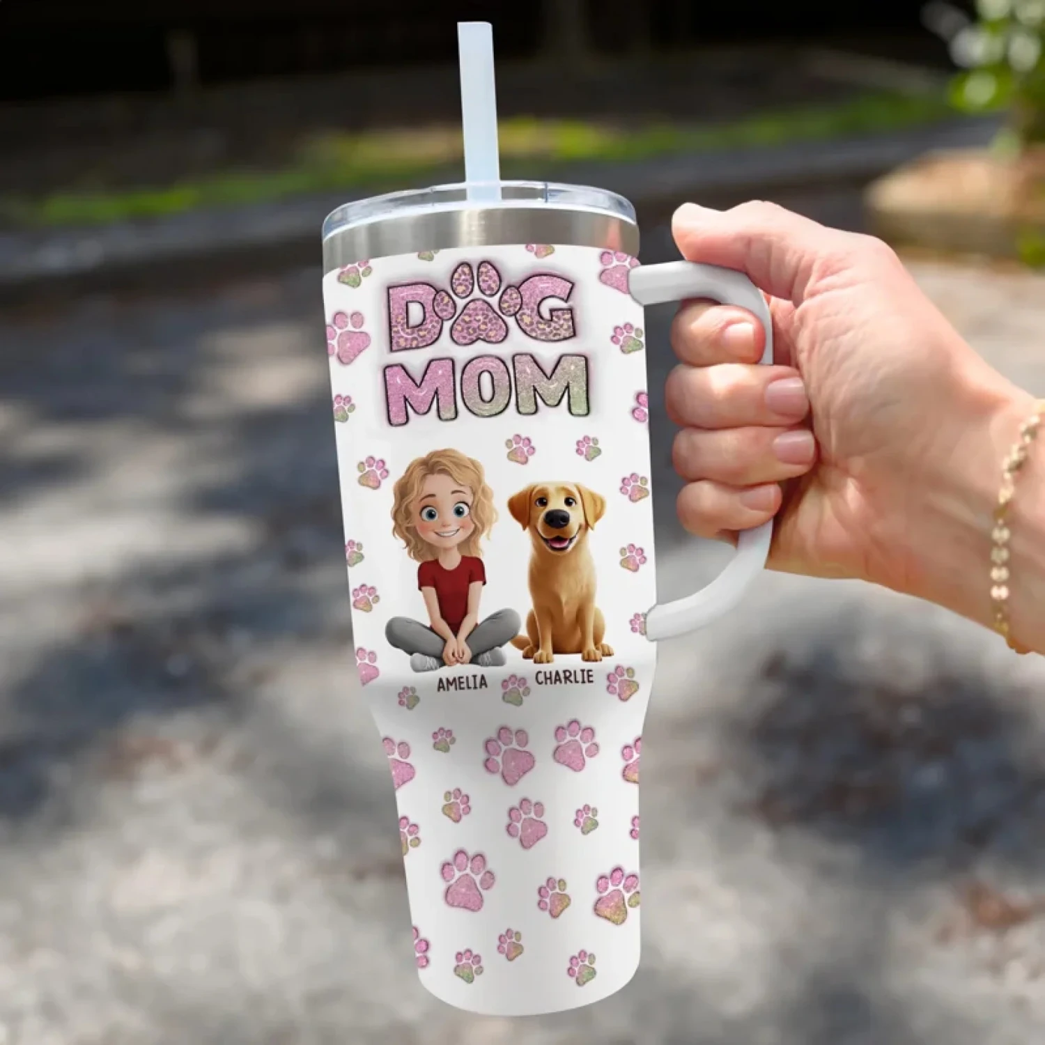 The Best Things In Life Are Furry - Dog & Cat Personalized Custom 3D Inflated Effect Printed 40 Oz Stainless Steel Tumbler With Handle - Gift For Pet Owners, Pet Lovers 3 The Best Things In Life Are Furry - Dog & Cat Personalized Custom 3D Inflated Effect Printed 40 Oz Stainless Steel Tumbler With Handle - Gift For Pet Owners, Pet Lovers - Image 3
