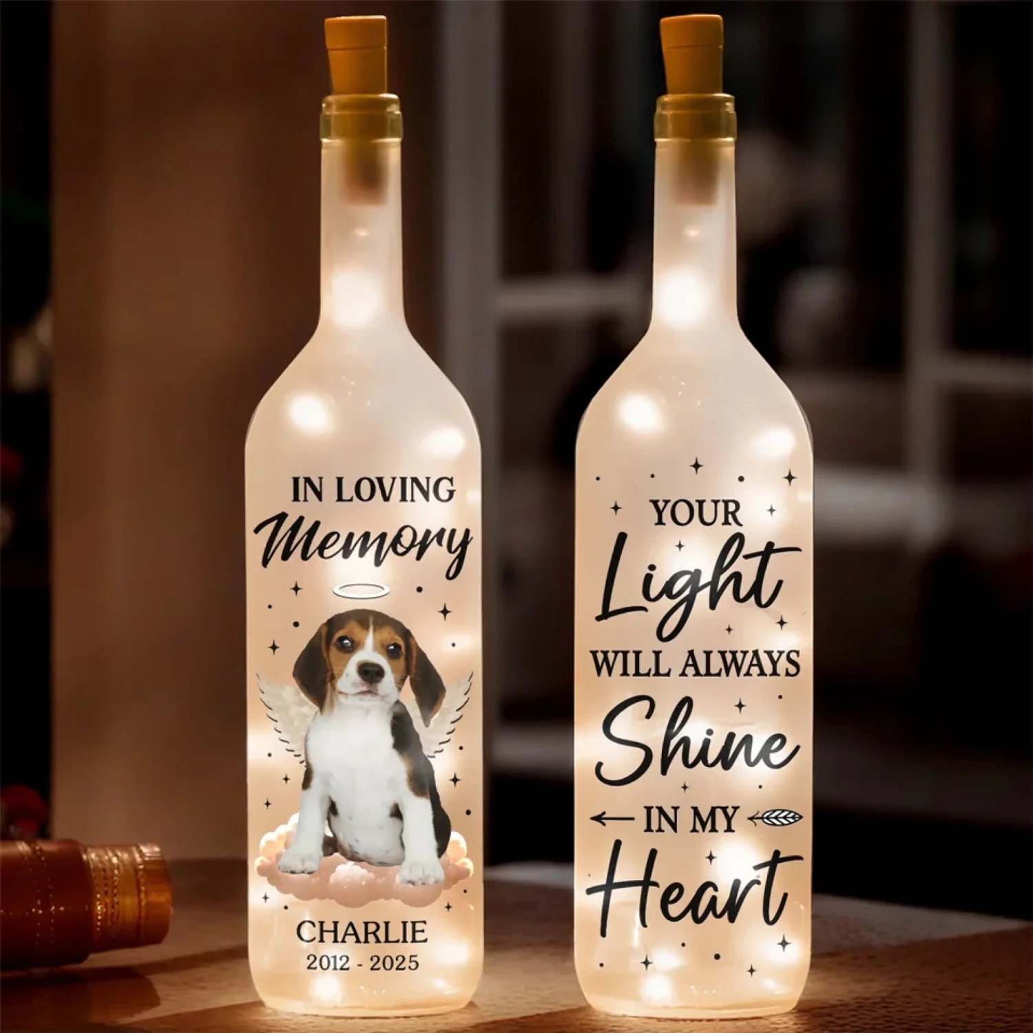 Custom Photo Your Wings Were Ready But My Heart Was Not - Memorial Personalized Custom Bottle Lamp - Sympathy Gift For Pet Owners, Pet Lovers 1 Custom Photo Your Wings Were Ready But My Heart Was Not - Memorial Personalized Custom Bottle Lamp - Sympathy Gift For Pet Owners, Pet Lovers