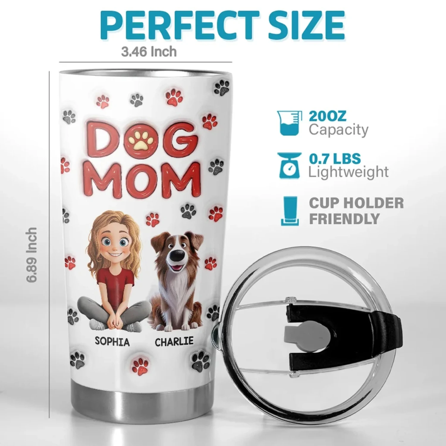 My Dog Is My Heart With Fur - Dog Personalized Custom 3D Inflated Effect Printed Tumbler - Gift For Pet Owners, Pet Lovers 5 My Dog Is My Heart With Fur - Dog Personalized Custom 3D Inflated Effect Printed Tumbler - Gift For Pet Owners, Pet Lovers - Image 5