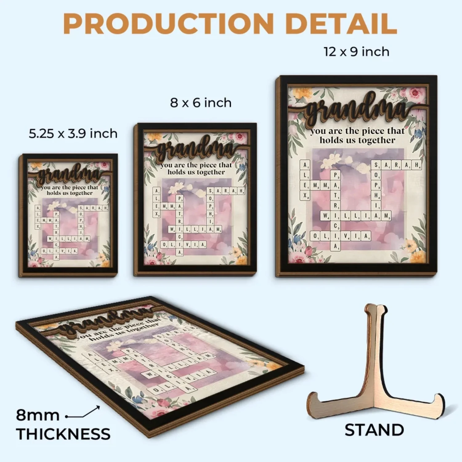 We Are Born Of Love, Love Is Our Grandma - Family Personalized Custom 2-Layered Wooden Plaque With Stand - Mother's Day, Gift For Mom, Grandma 6 We Are Born Of Love, Love Is Our Grandma - Family Personalized Custom 2-Layered Wooden Plaque With Stand - Mother's Day, Gift For Mom, Grandma - Image 6