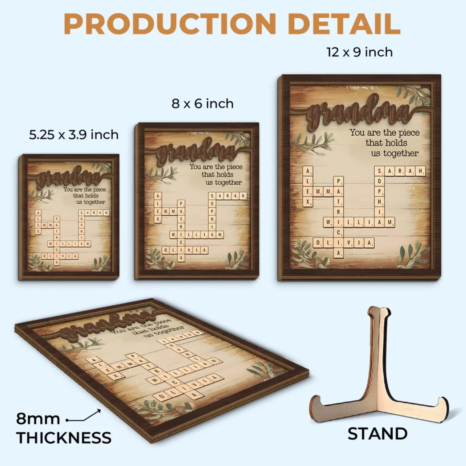 Love Makes You Family - Family Personalized Custom 2-Layered Wooden Plaque With Stand - Mother's Day, Gift For Mom, Grandma 6 Love Makes You Family - Family Personalized Custom 2-Layered Wooden Plaque With Stand - Mother's Day, Gift For Mom, Grandma - Image 6