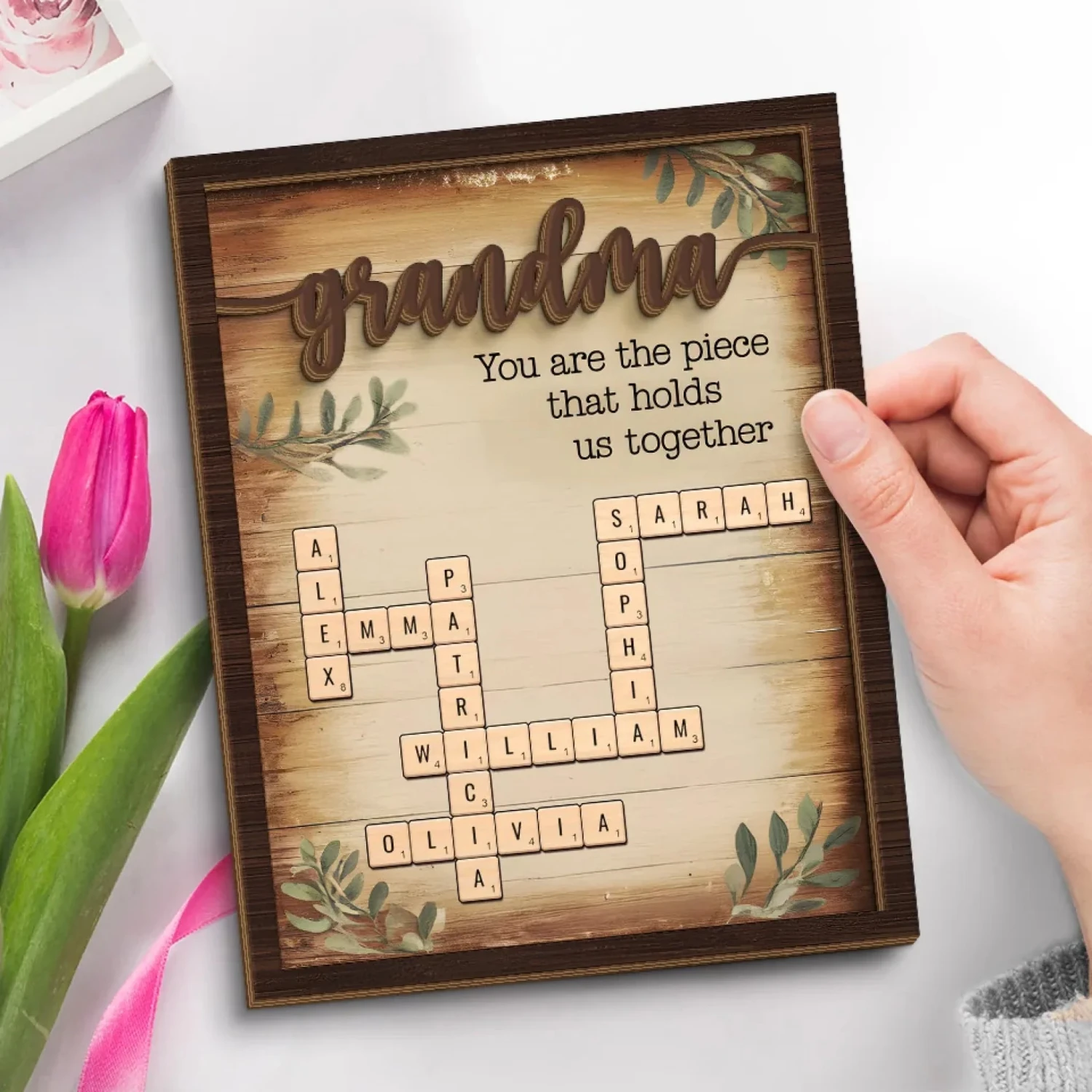 Love Makes You Family - Family Personalized Custom 2-Layered Wooden Plaque With Stand - Mother's Day, Gift For Mom, Grandma 3 Love Makes You Family - Family Personalized Custom 2-Layered Wooden Plaque With Stand - Mother's Day, Gift For Mom, Grandma - Image 3