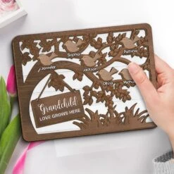 Grandma’s Love Is The Sweetest Gift - Family Personalized Custom 2-Layered Wooden Plaque With Stand - Gift For Mom, Grandma -Pawfect House Store 67a5dc41ddc50