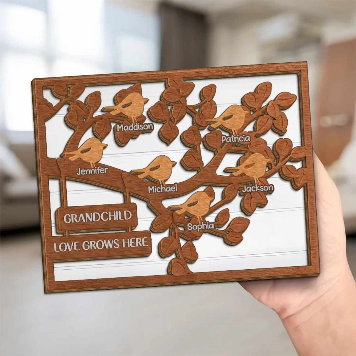 Love Knows No Bounds - Family Personalized Custom 2-Layered Wooden Plaque With Stand - Gift For Mom, Grandma 5 Love Knows No Bounds - Family Personalized Custom 2-Layered Wooden Plaque With Stand - Gift For Mom, Grandma - Image 5