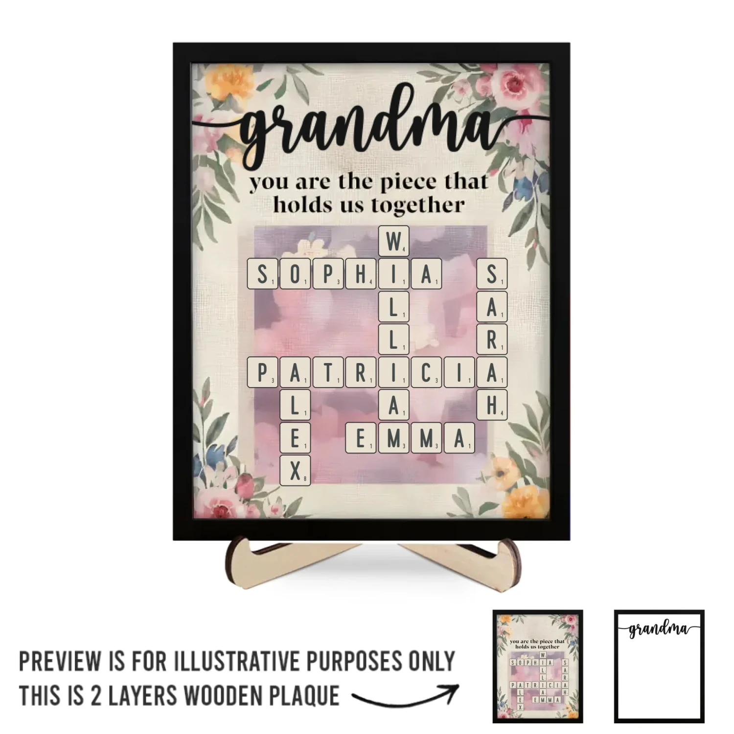 We Are Born Of Love, Love Is Our Grandma - Family Personalized Custom 2-Layered Wooden Plaque With Stand - Mother's Day, Gift For Mom, Grandma 2 We Are Born Of Love, Love Is Our Grandma - Family Personalized Custom 2-Layered Wooden Plaque With Stand - Mother's Day, Gift For Mom, Grandma - Image 2