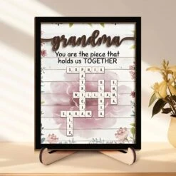 Grandmas Are The Glue That Holds Families Together - Family Personalized Custom 2-Layered Wooden Plaque With Stand - Mother's Day Gift For Mom, Grandma