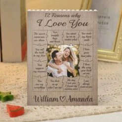 Custom Photo 12 Reasons Why I Love You - Couple Personalized Custom Vertical Rectangle Shaped Building Brick Blocks - Gift For Husband Wife, Anniversary