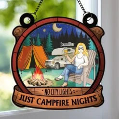 No City Lights - Camping Personalized Window Hanging Suncatcher Ornament - Gift For Camping Lovers