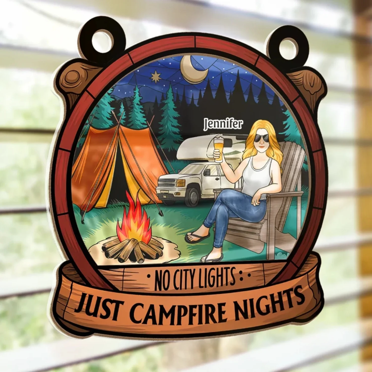 No City Lights - Camping Personalized Window Hanging Suncatcher Ornament - Gift For Camping Lovers 4 No City Lights - Camping Personalized Window Hanging Suncatcher Ornament - Gift For Camping Lovers - Image 4