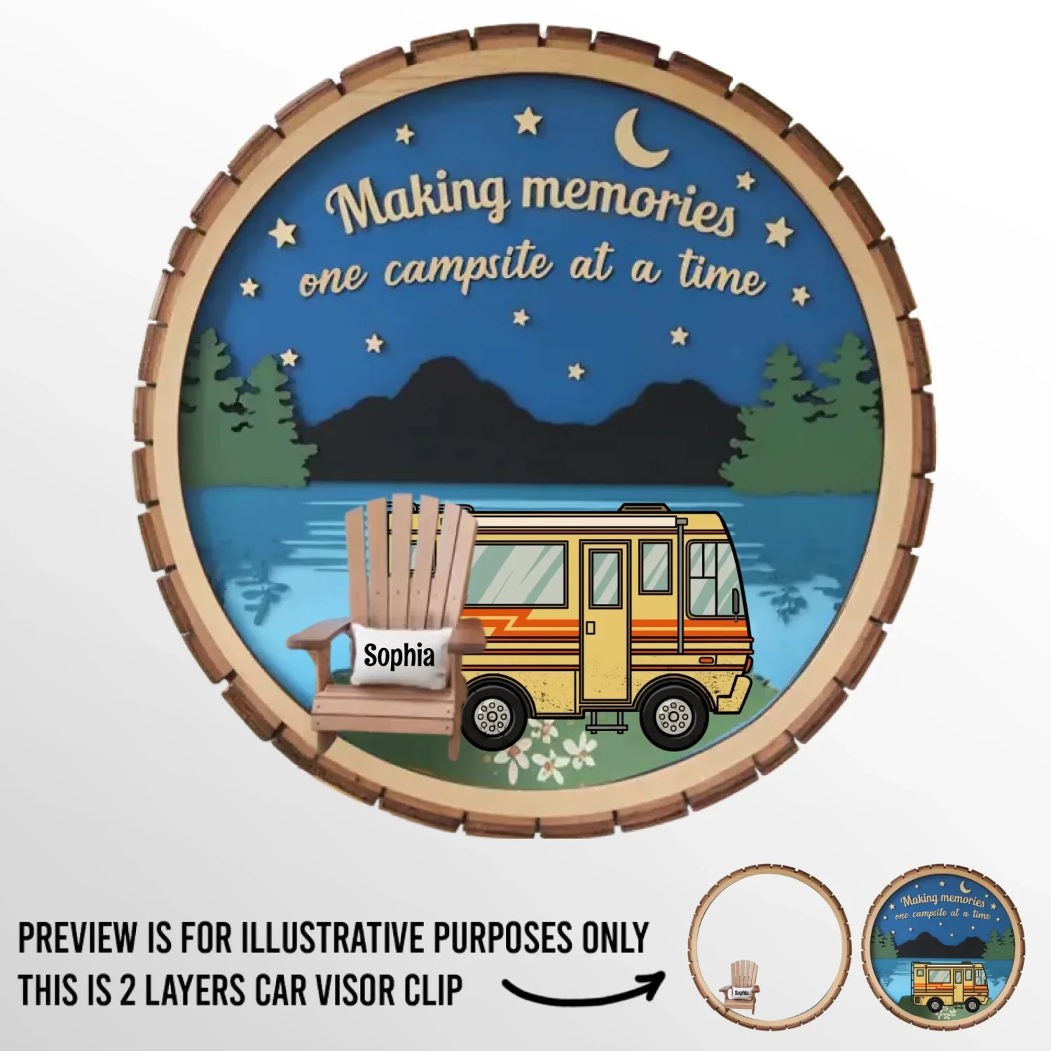 Making Memories One Campsite At A Time - Family Personalized Custom Car Visor Clip - Gift For Yourself, Best Friends, Siblings, Family Members 2 Making Memories One Campsite At A Time - Family Personalized Custom Car Visor Clip - Gift For Yourself, Best Friends, Siblings, Family Members - Image 2