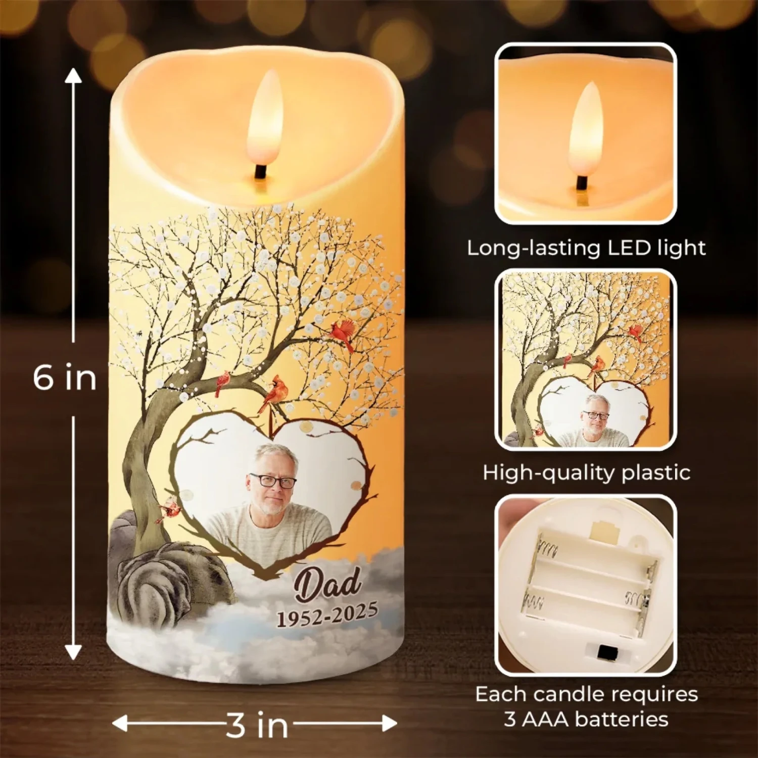 Custom Photo For The Moments When You Want To Feel Them Near - Memorial Personalized Custom LED Candle - Sympathy Gift For Family Members 4 Custom Photo For The Moments When You Want To Feel Them Near - Memorial Personalized Custom LED Candle - Sympathy Gift For Family Members - Image 4