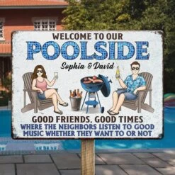 Splash, Sip, And Stay A While - Couple Personalized Custom Home Decor Metal Sign - House Warming Gift For Yourself, Husband Wife, Best Friends, Family Members -Pawfect House Store 67a94f9c6a2e5