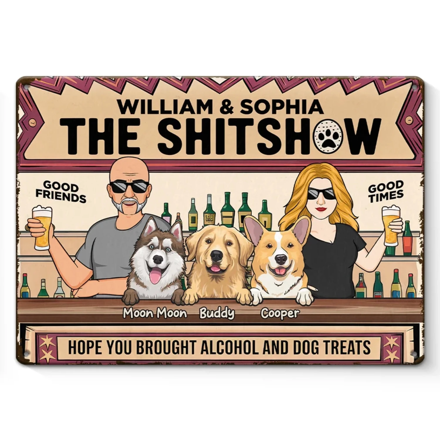 Fur, Friends, And Fun - Dog Personalized Custom Home Decor Metal Sign - House Warming Gift For Pet Owners, Pet Lovers 1 Fur, Friends, And Fun - Dog Personalized Custom Home Decor Metal Sign - House Warming Gift For Pet Owners, Pet Lovers