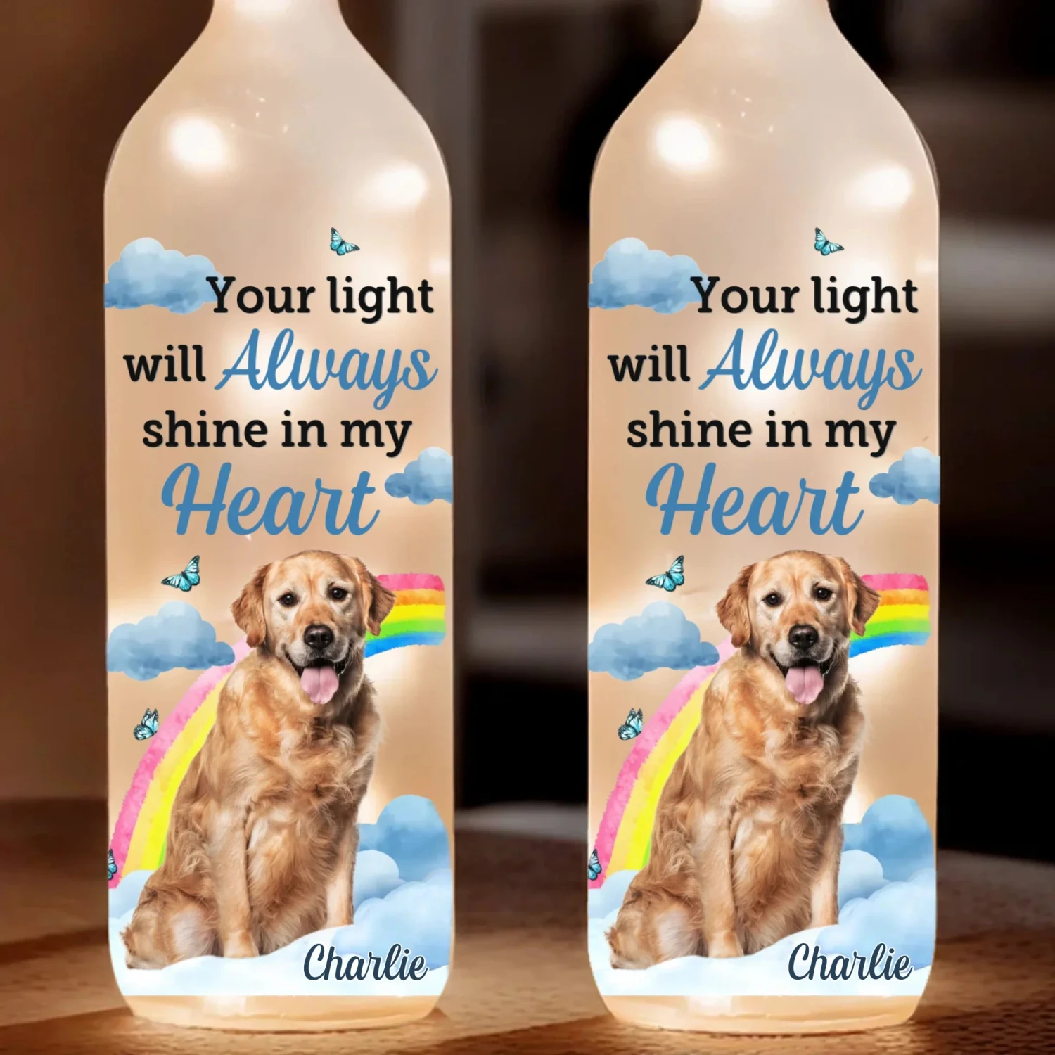 Custom Photo Your Light Will Always Shine In My Heart - Memorial Personalized Custom Bottle Lamp - Sympathy Gift For Pet Owners, Pet Lovers 2 Custom Photo Your Light Will Always Shine In My Heart - Memorial Personalized Custom Bottle Lamp - Sympathy Gift For Pet Owners, Pet Lovers - Image 2