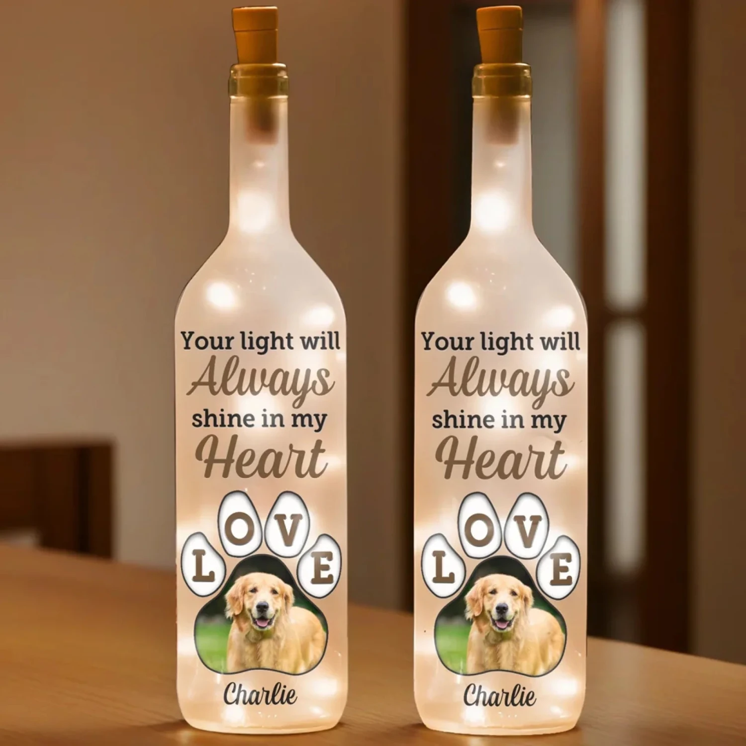 Custom Photo Your Light Will Forever Guide My Way - Memorial Personalized Custom Bottle Lamp - Sympathy Gift For Pet Owners, Pet Lovers 3 Custom Photo Your Light Will Forever Guide My Way - Memorial Personalized Custom Bottle Lamp - Sympathy Gift For Pet Owners, Pet Lovers - Image 3