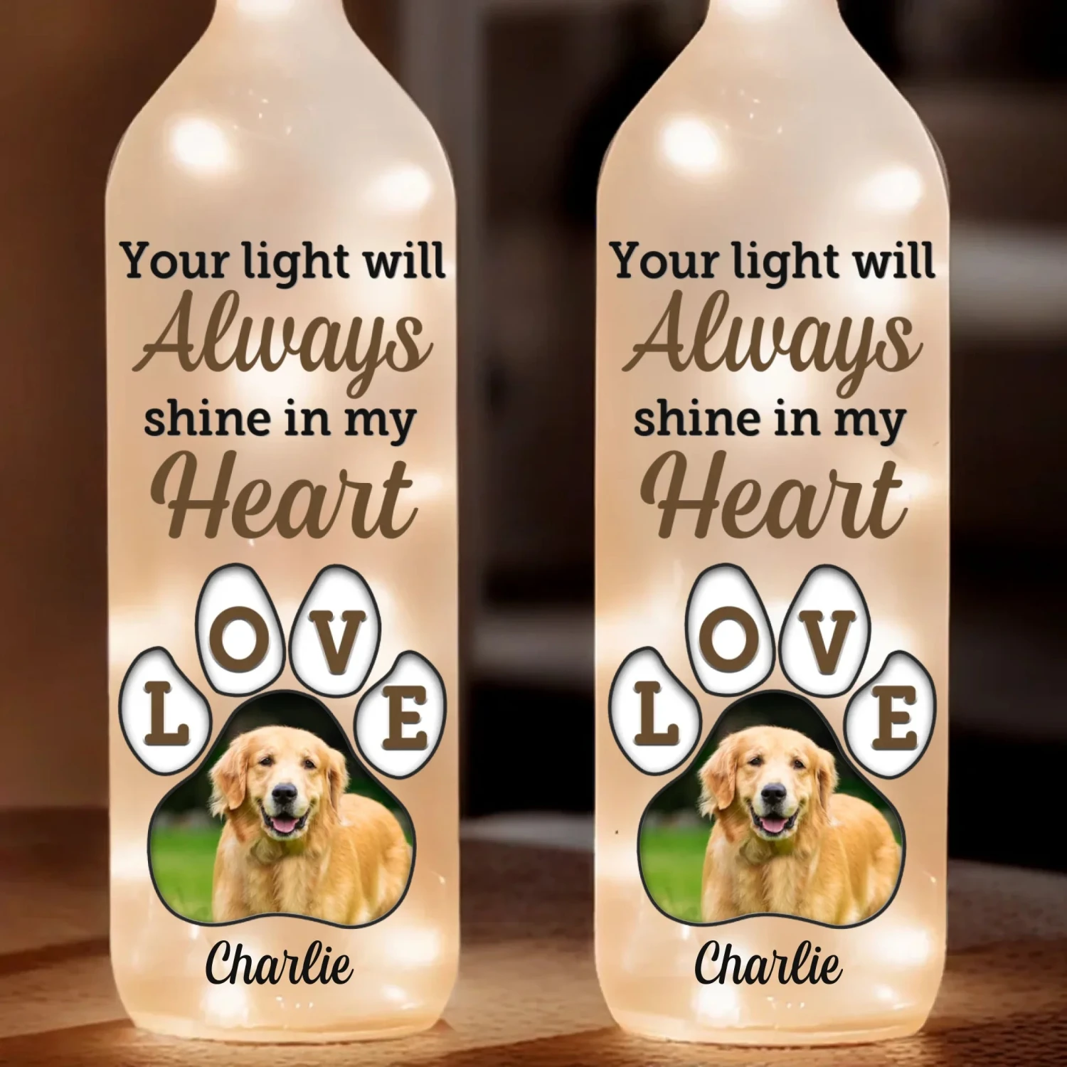 Custom Photo Your Light Will Forever Guide My Way - Memorial Personalized Custom Bottle Lamp - Sympathy Gift For Pet Owners, Pet Lovers 2 Custom Photo Your Light Will Forever Guide My Way - Memorial Personalized Custom Bottle Lamp - Sympathy Gift For Pet Owners, Pet Lovers - Image 2