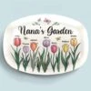 Grandma’s Heart Is A Garden Of Love - Family Personalized Custom Platter - Gift For Mom, Grandma