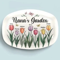 Grandma’s Heart Is A Garden Of Love - Family Personalized Custom Platter - Gift For Mom, Grandma