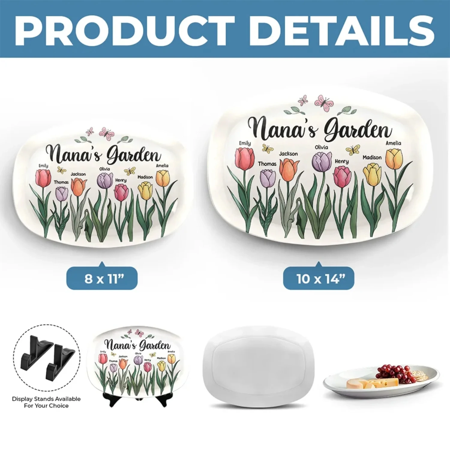 Grandma’s Heart Is A Garden Of Love - Family Personalized Custom Platter - Gift For Mom, Grandma 5 Grandma’s Heart Is A Garden Of Love - Family Personalized Custom Platter - Gift For Mom, Grandma - Image 5