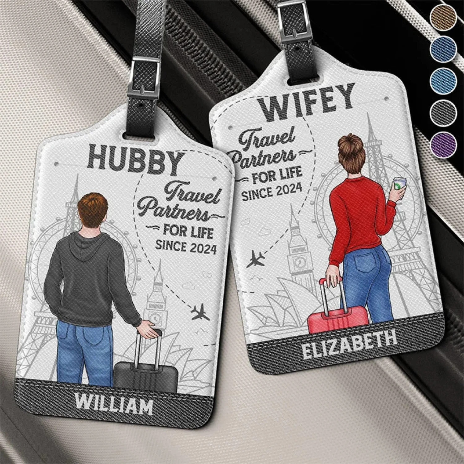 Exploring The World, Hand In Hand - Travel Personalized Custom Combo 2 Luggage Tags - Holiday Vacation Gift For Adventure Travel Lovers, Husband Wife, Anniversary 1 Exploring The World, Hand In Hand - Travel Personalized Custom Combo 2 Luggage Tags - Holiday Vacation Gift For Adventure Travel Lovers, Husband Wife, Anniversary