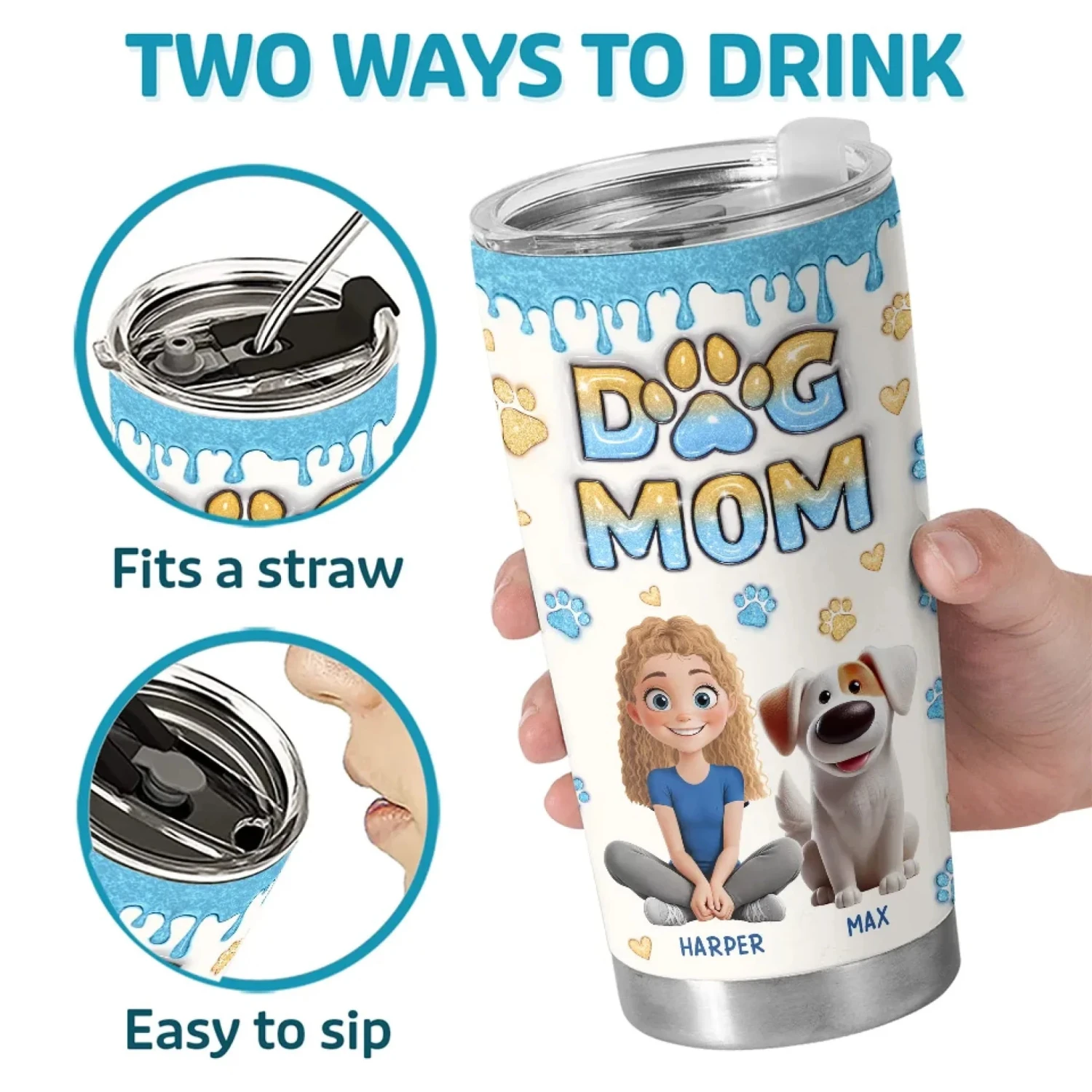 One Heart, Two Tails, Endless Love - Dog & Cat Personalized Custom 3D Inflated Effect Printed Tumbler - Gift For Pet Owners, Pet Lovers 4 One Heart, Two Tails, Endless Love - Dog & Cat Personalized Custom 3D Inflated Effect Printed Tumbler - Gift For Pet Owners, Pet Lovers - Image 4