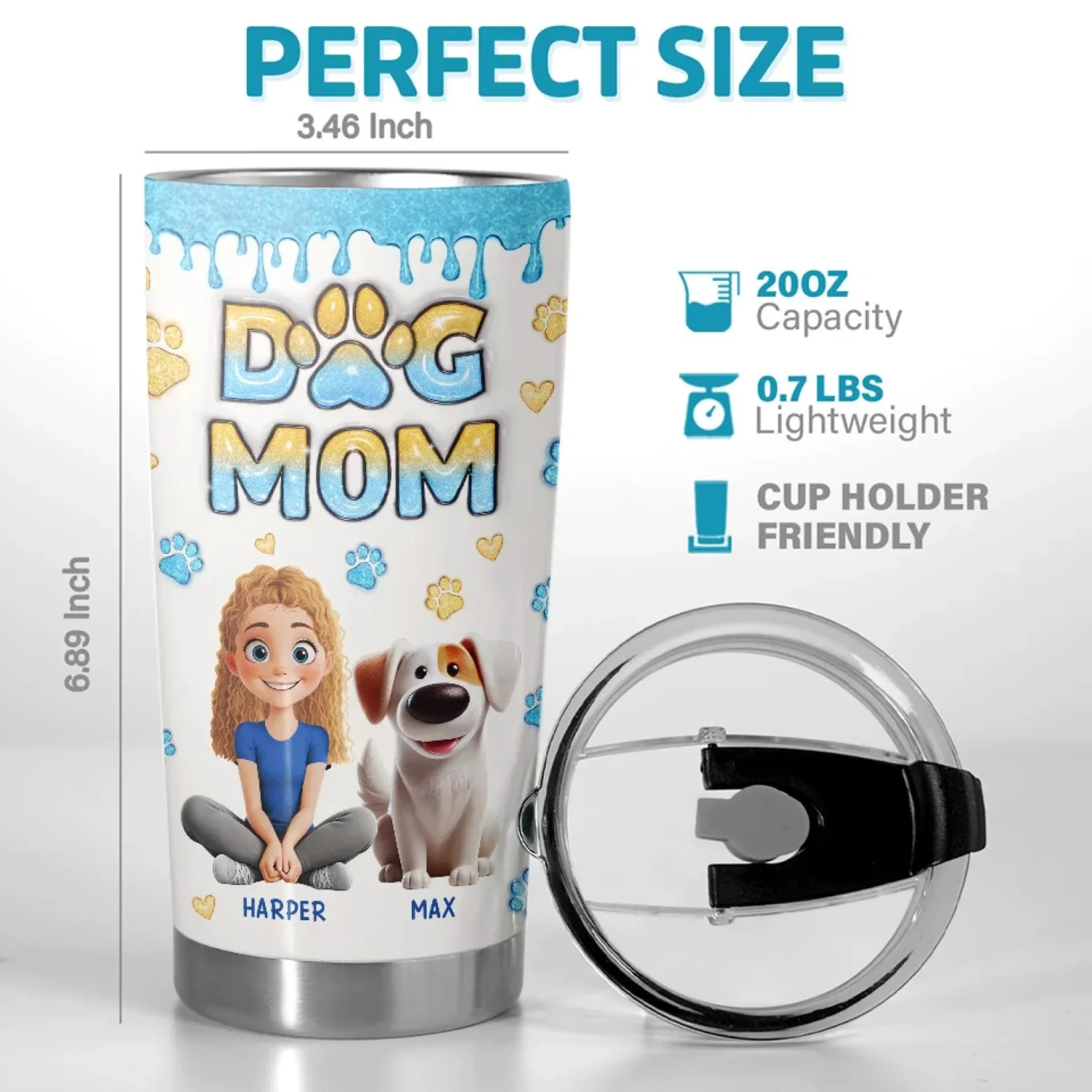 One Heart, Two Tails, Endless Love - Dog & Cat Personalized Custom 3D Inflated Effect Printed Tumbler - Gift For Pet Owners, Pet Lovers 3 One Heart, Two Tails, Endless Love - Dog & Cat Personalized Custom 3D Inflated Effect Printed Tumbler - Gift For Pet Owners, Pet Lovers - Image 3