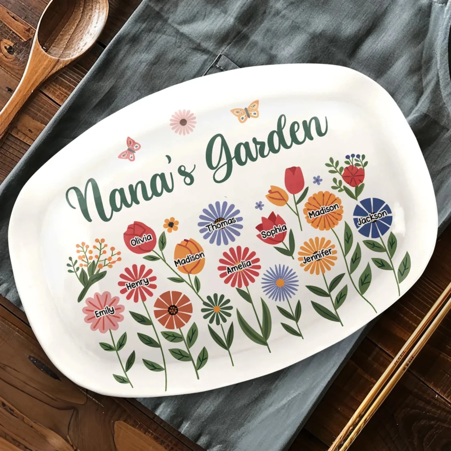 Grandma’s Love Is Sunshine For Little Flowers - Family Personalized Custom Platter - Gift For Mom, Grandma 3 Grandma’s Love Is Sunshine For Little Flowers - Family Personalized Custom Platter - Gift For Mom, Grandma - Image 3