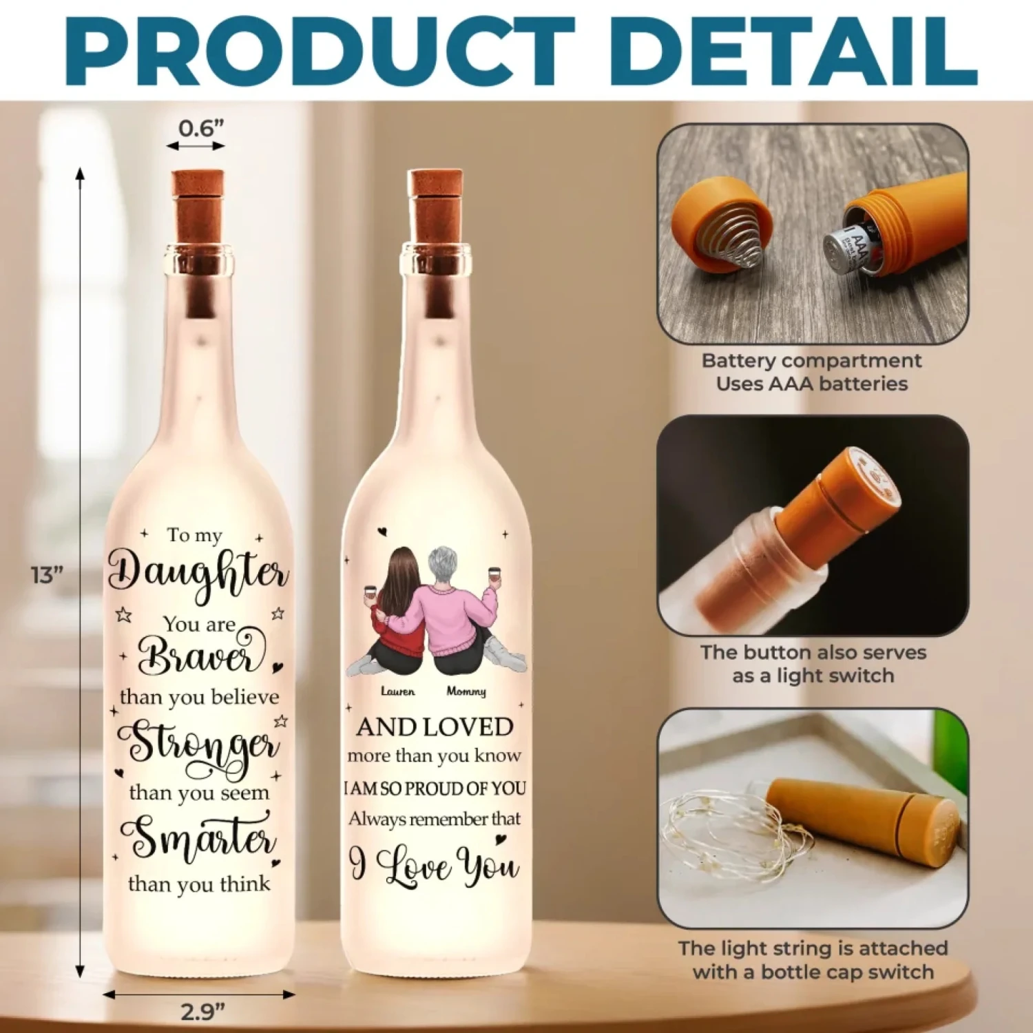 I Am So Proud Of You - Family Personalized Custom Bottle Lamp - Gift For Mom, Daughter 5 I Am So Proud Of You - Family Personalized Custom Bottle Lamp - Gift For Mom, Daughter - Image 5