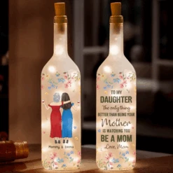 A Sweet Reminder Of The Love Between Mom And Daughter - Family Personalized Custom Bottle Lamp - Gift For Mom, Daughter