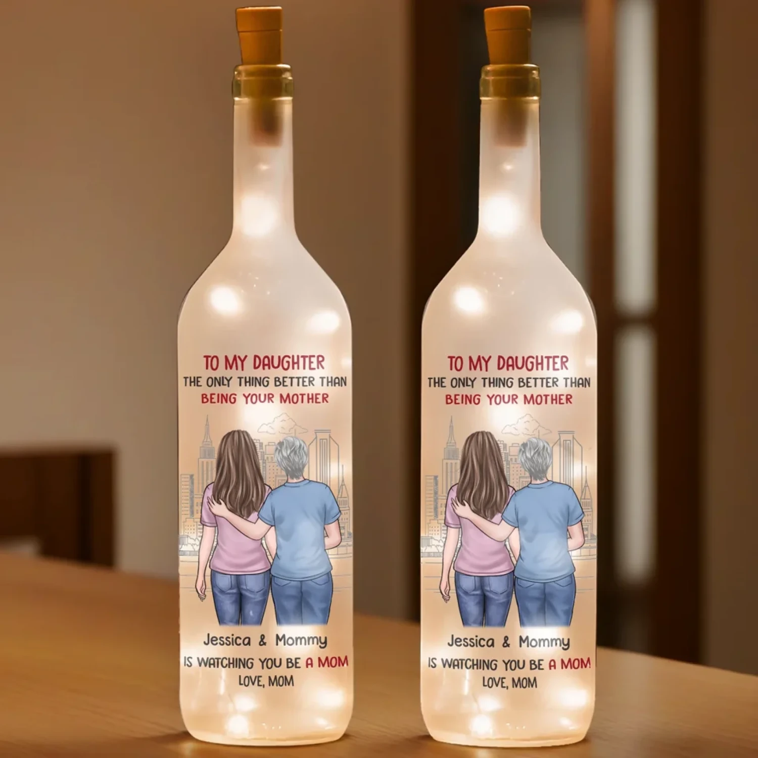 Love Grows As I Watch You Be A Mom - Family Personalized Custom Bottle Lamp - Gift For Mom, Daughter 3 Love Grows As I Watch You Be A Mom - Family Personalized Custom Bottle Lamp - Gift For Mom, Daughter - Image 3