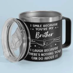 I Smile Because You're My Brother - Family Personalized Custom 14oz Stainless Steel Tumbler With Handle - Gift For Family Members 14 I Smile Because You're My Brother - Family Personalized Custom 14oz Stainless Steel Tumbler With Handle - Gift For Family Members -Pawfect House Store 67a9d8d5760da