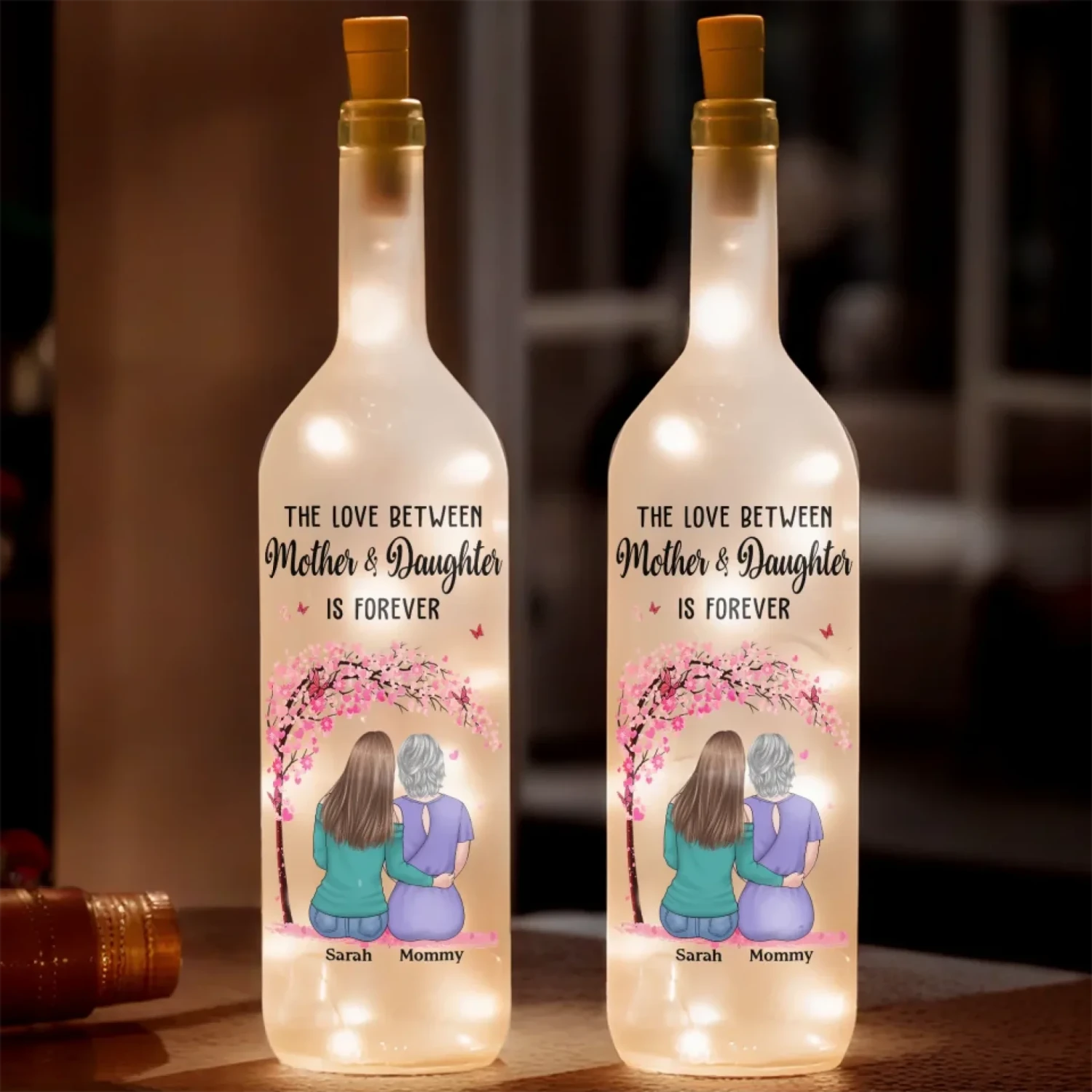 Life Is Sweeter With A Daughter - Family Personalized Custom Bottle Lamp - Gift For Mom, Daughter 3 Life Is Sweeter With A Daughter - Family Personalized Custom Bottle Lamp - Gift For Mom, Daughter - Image 3