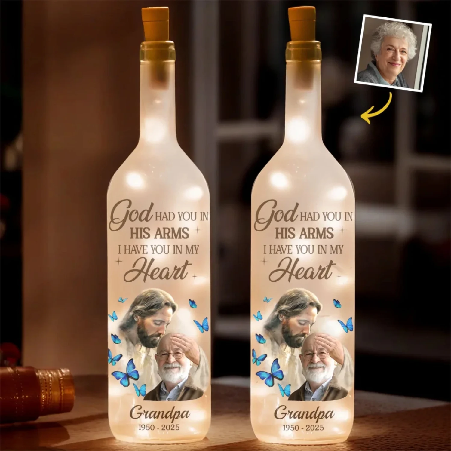 Custom Photo We’re With You Every Step Of The Way - Memorial Personalized Custom Bottle Lamp - Sympathy Gift For Family Members 1 Custom Photo We’re With You Every Step Of The Way - Memorial Personalized Custom Bottle Lamp - Sympathy Gift For Family Members