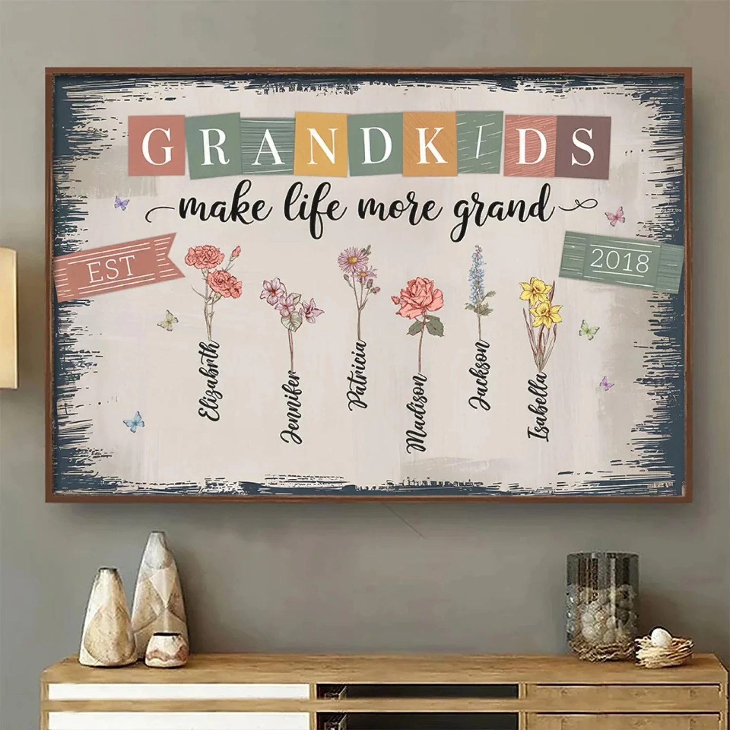 Grandkids Make The World Brighter - Family Personalized Custom Horizontal Poster - Gift For Mom, Grandma 3 Grandkids Make The World Brighter - Family Personalized Custom Horizontal Poster - Gift For Mom, Grandma - Image 3