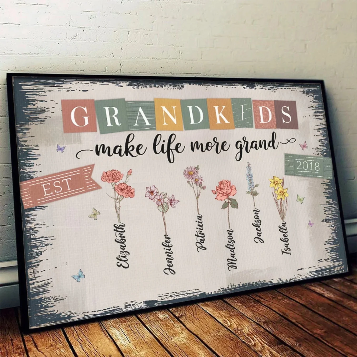 Grandkids Make The World Brighter - Family Personalized Custom Horizontal Poster - Gift For Mom, Grandma 4 Grandkids Make The World Brighter - Family Personalized Custom Horizontal Poster - Gift For Mom, Grandma - Image 4