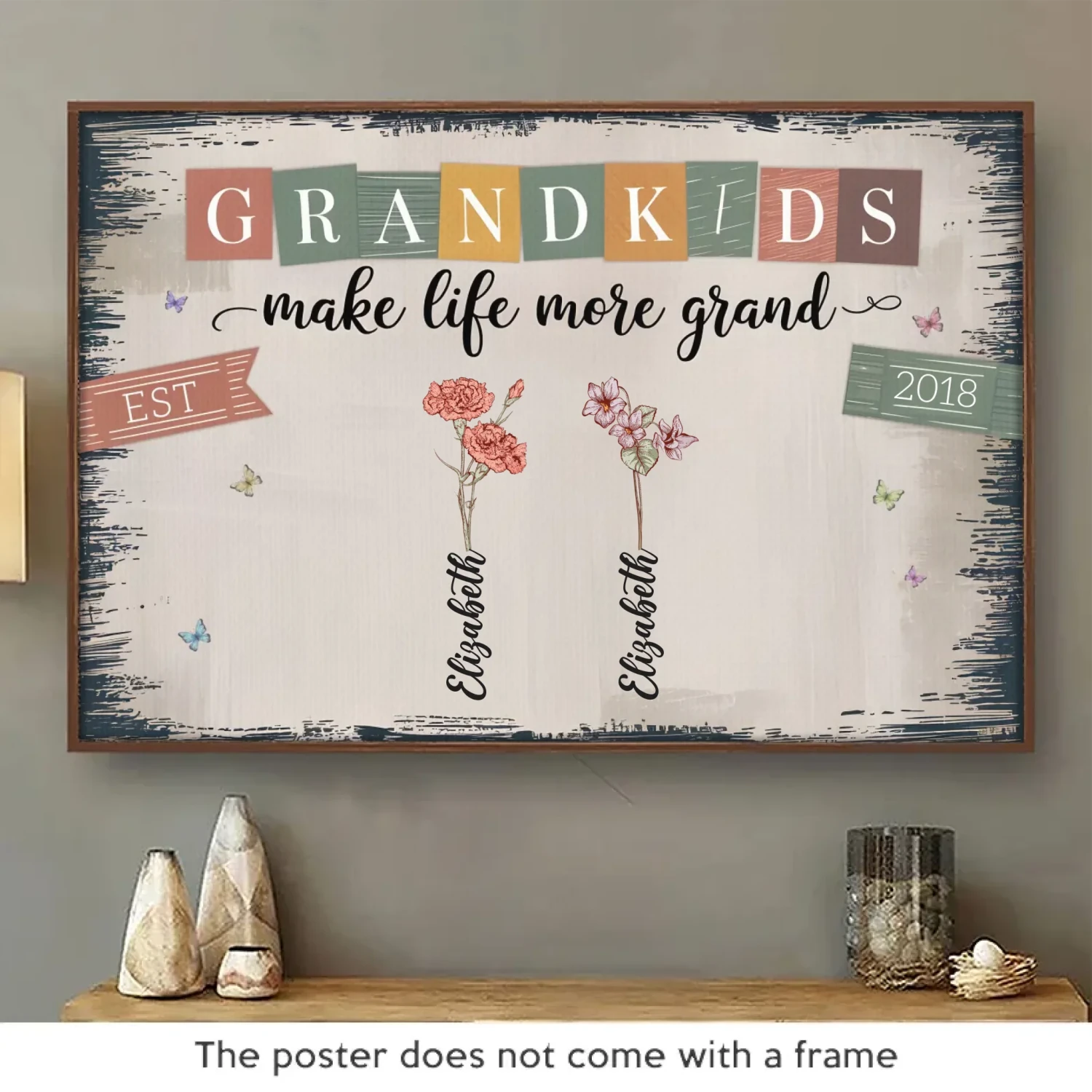 Grandkids Make The World Brighter - Family Personalized Custom Horizontal Poster - Gift For Mom, Grandma 2 Grandkids Make The World Brighter - Family Personalized Custom Horizontal Poster - Gift For Mom, Grandma - Image 2