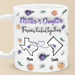 Forever Linked, Heart To Heart - Family Personalized Custom 3D Inflated Effect Printed Mug - Gift For Mom, Daughter