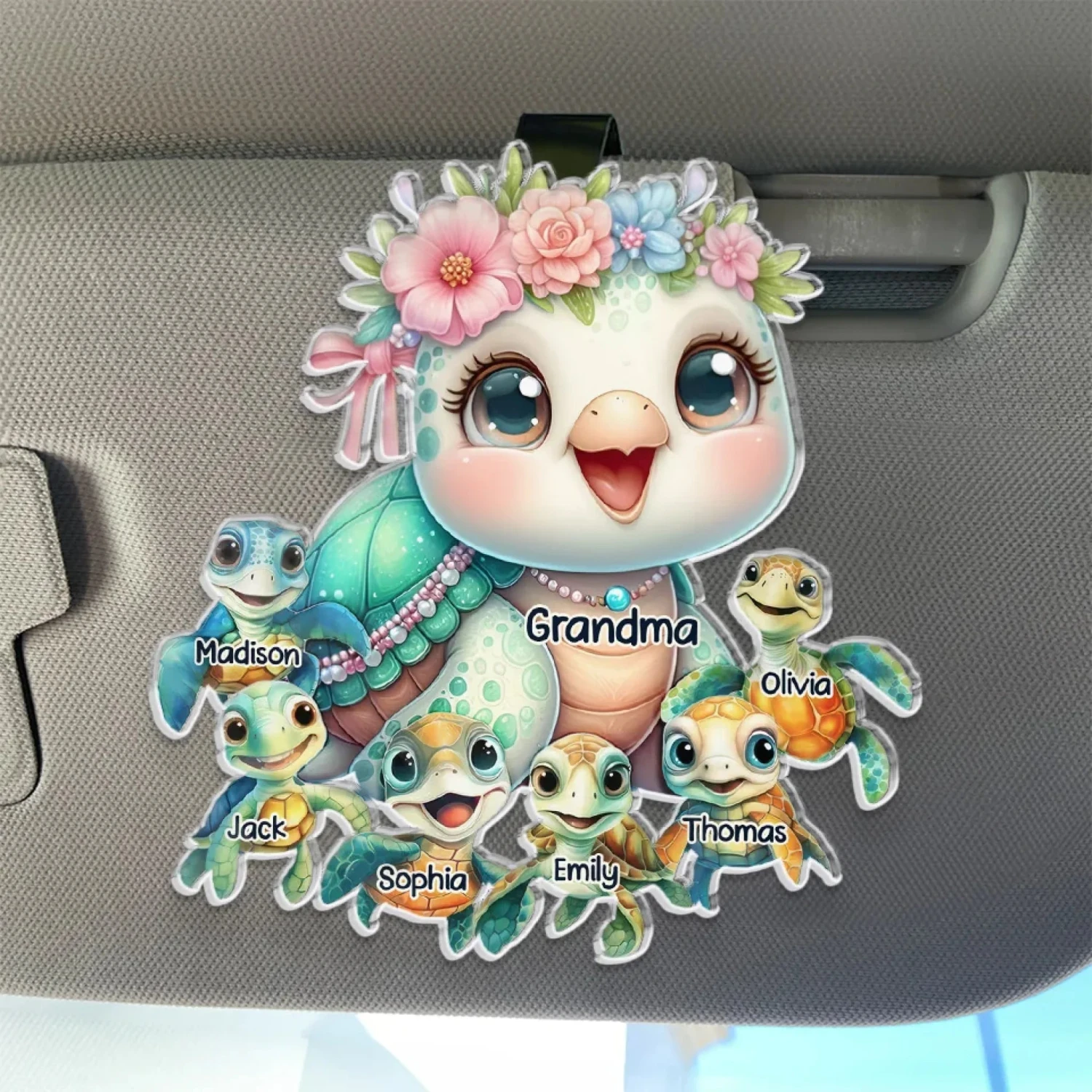 Hugs, Kisses, And Endless Love - Family Personalized Custom Car Visor Clip - Gift For Mom, Grandma 1 Hugs, Kisses, And Endless Love - Family Personalized Custom Car Visor Clip - Gift For Mom, Grandma